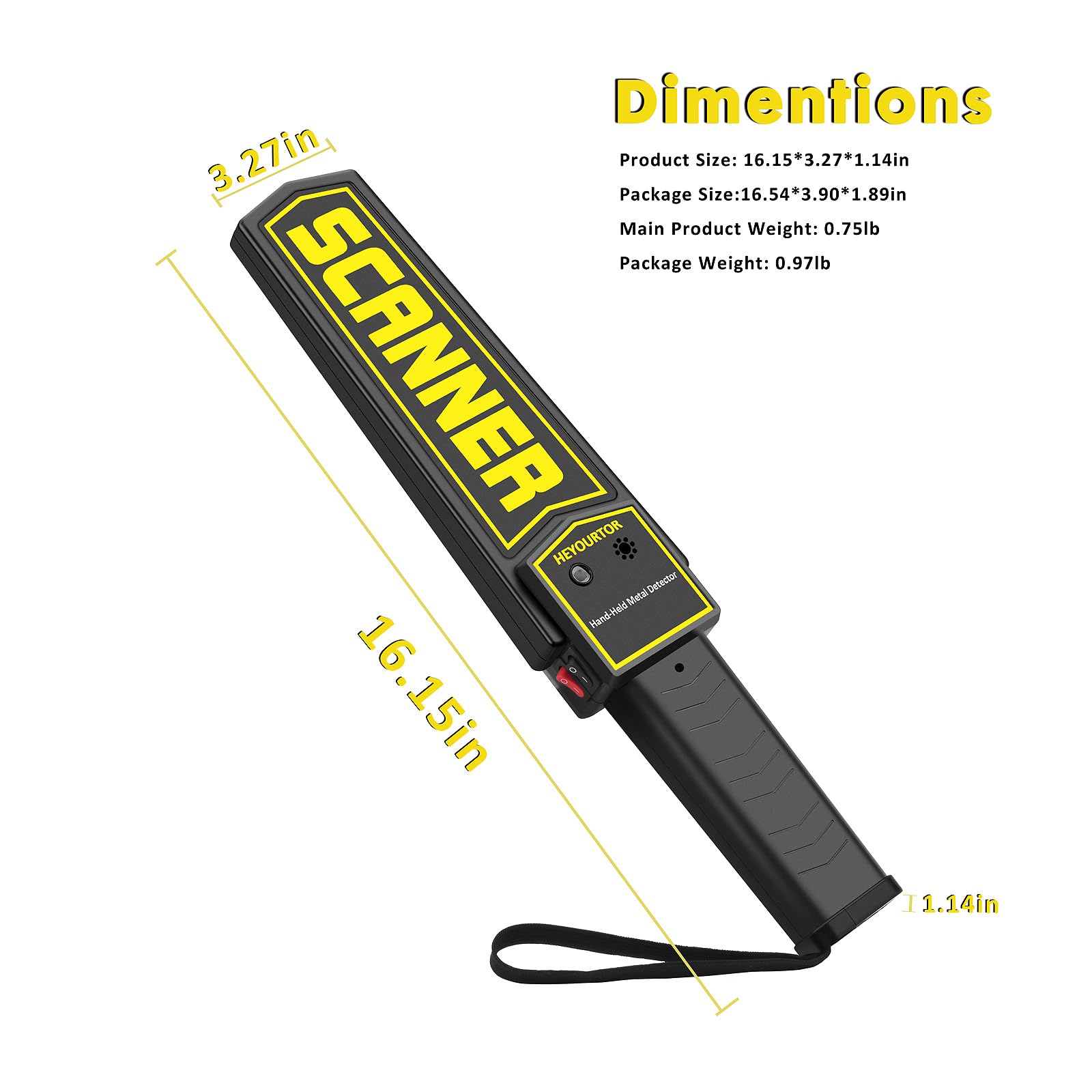 HEYOURTOR Handheld Metal Detector Wand,Security Wand,Multi-Purpose Security Scanner Wand for Metal and Weapon Detection…