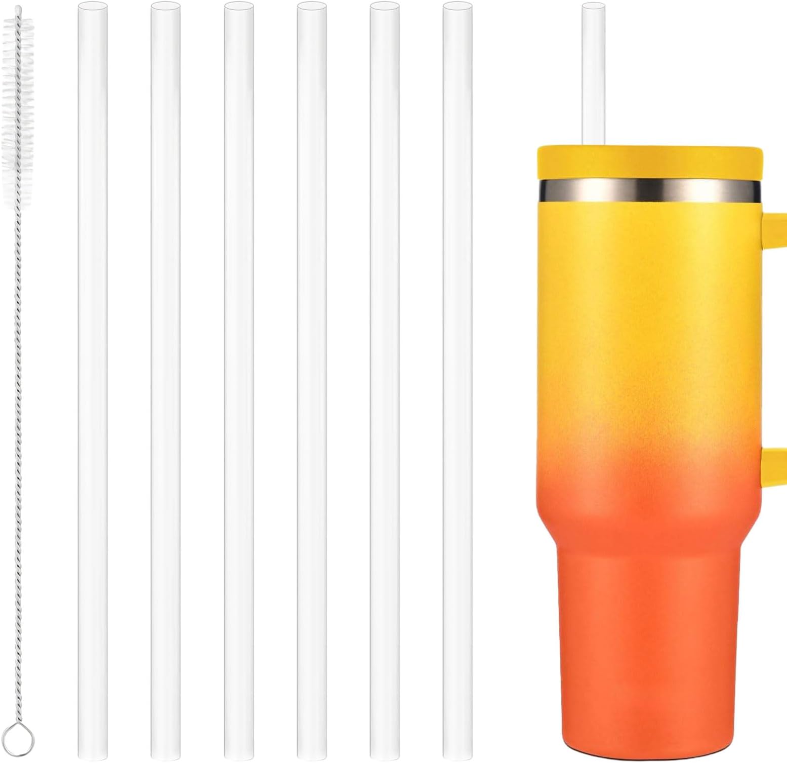 6PCS Stanley Cup Straws - Easy to Clean, Transparent, Reusable Replacement Straws for 30oz/40oz Cup (12in/30cm)