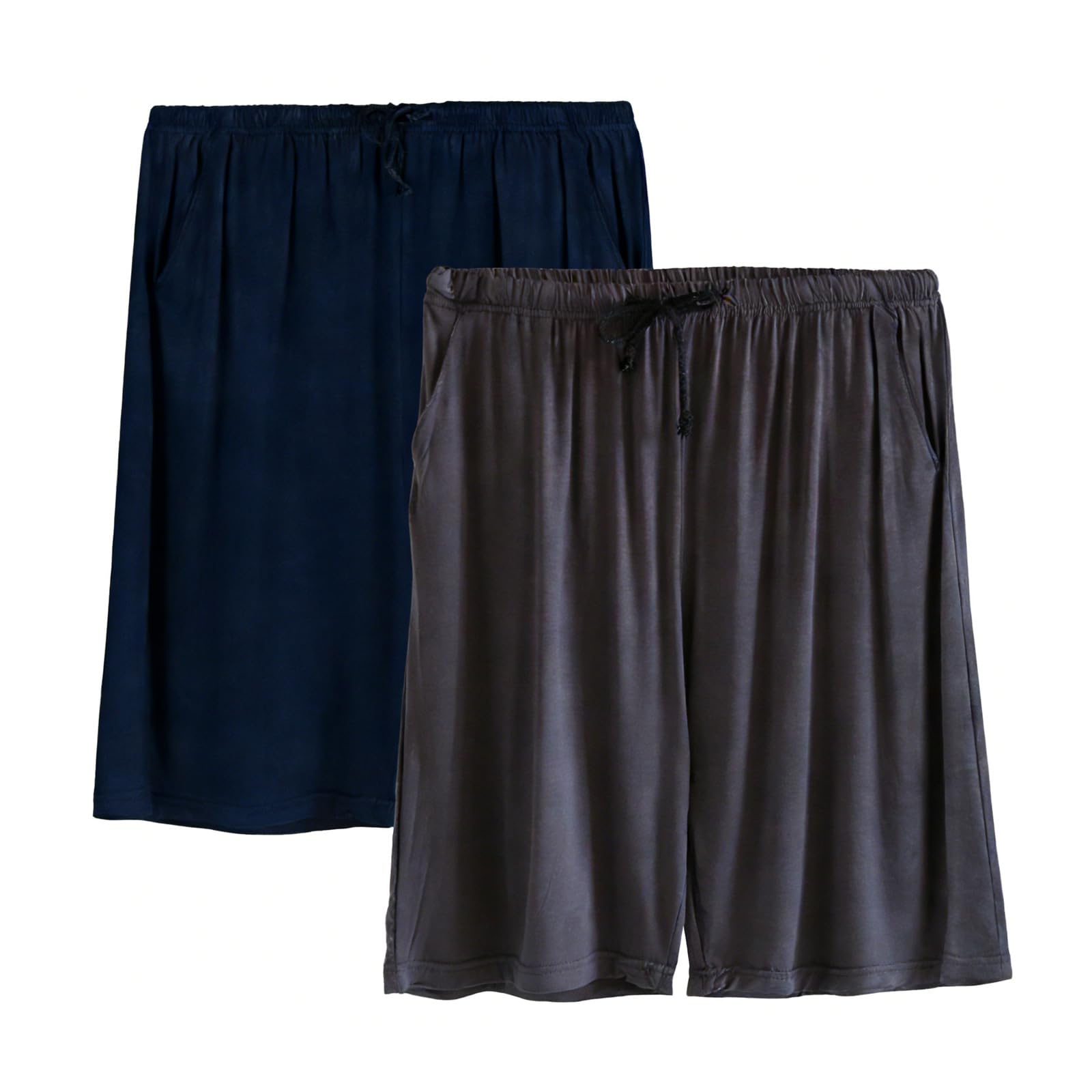 adudvlo 2 Pack Mens Pyjama Shorts Sleep Shorts Lounge Shorts Soft Comfortable Sleep Pants Breathable Summer Modal Sleepwear-picture-29