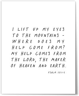 Psalm 121:1-2, I lift up my eyes to the mountains, Bible Verse Decor, Christian Poster Print, Scripture Verse, 8" x 10", Unframed