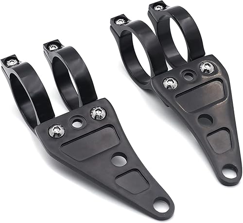 Miniatura 3 de HTT - Abrazaderas de señal de giro para motocicleta, color negro, 1.614 in, soporte de montaje para faros delanteros, horquilla, picadora de oídos,