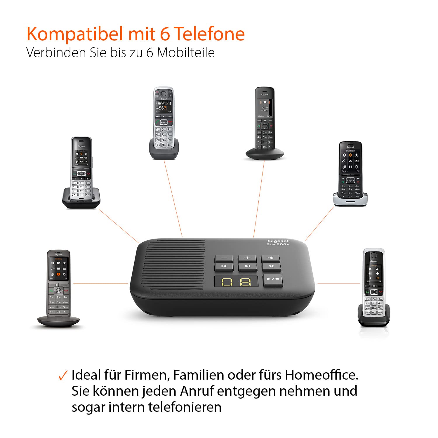 Gigaset CL660HX Duo - 2 schnurlose DECT-Telefone zum Anschluss am Router - 2 hochwertige Mobilteile mit Ladeschale, Anthrazit-metallic & DECT Basisstation Box 200A mit Anrufbeantworter