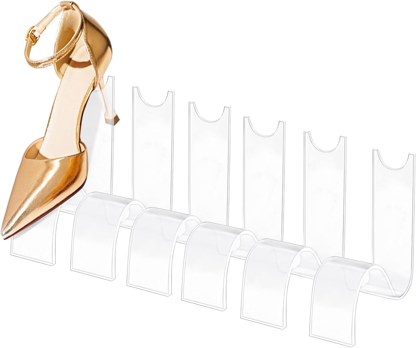 NALACAL 6 Pcs Shoe Display Stand, Clear Acrylic Shoe Display Rack Holder, Shoe Retail Shop Display, Rack Sandal Display Stands, for Home Retail Shop