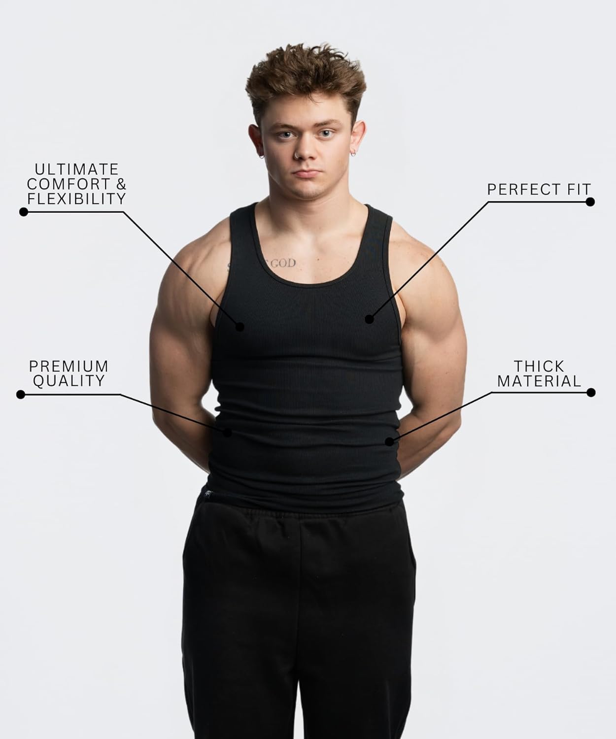 Ekkovision Beaters, Men's Tank Tops, Cotton Spandex Blend Tanks for Men, Comfortable, Durable Ribbed Fabric. - Image 4