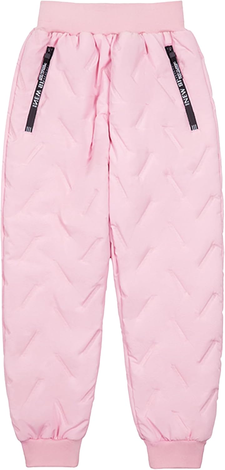 Happy Cherry Kids Winter Snow Pant with Lined Fleece Waterproof Puffer Down Pants Zip Pocket Warm Trousers - Image 4