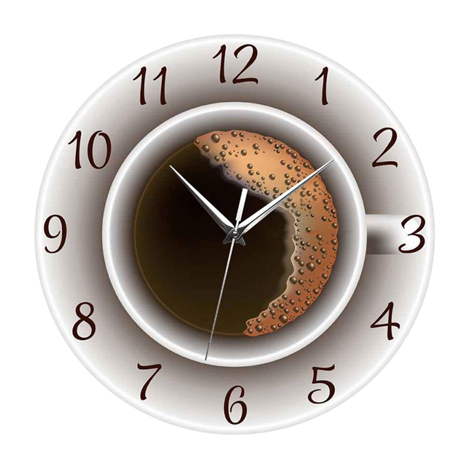 Horloge murale à café ronde 30,5 cm silencieuse sans aucun bruit de tic-tac pour salon