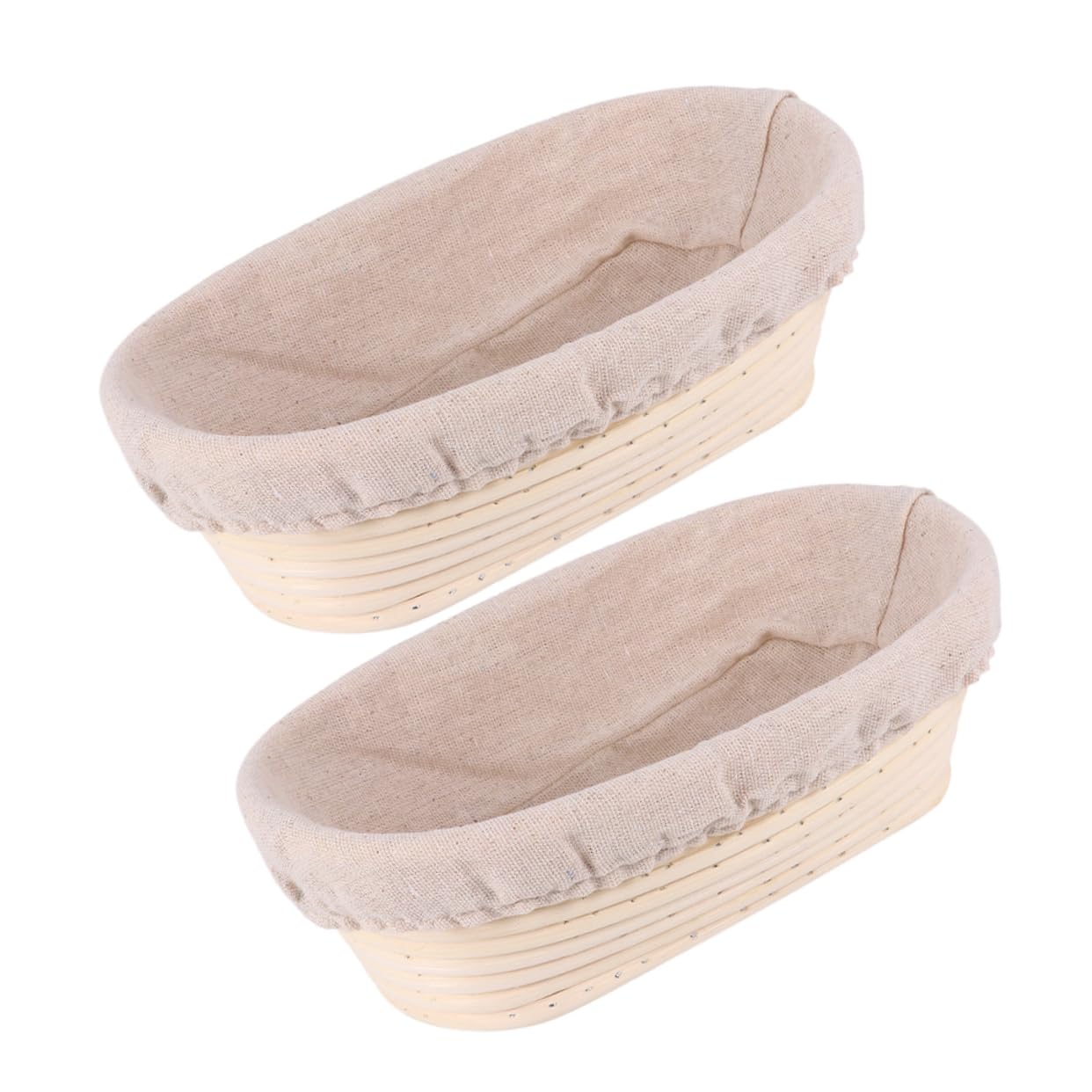 MUCKLILY 2pcs Rattan Bread Proofing Basket Oval Sourdough Proofing Bowl Liners for Artisan Bread Baking European Design for Home Bakers