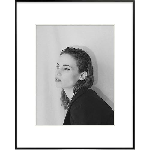 Golden State Art - 16x20 Aluminum Picture Frame - with Mat for 11x14 Photo or Without Mat for 16 x 20 Poster - Real Glass Cover - Simple and Elegant Decor for Wall Mounting - 1 Pack - Black