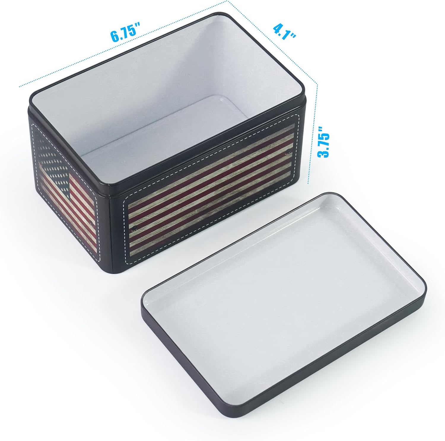 DreamsEden Pack of 3 Decorative Storage Tin Boxes with Lids, Patriotic American Flag Metal Keepsake Box Set for Jewelry Coins Keys, Vintage Gift Set image 4