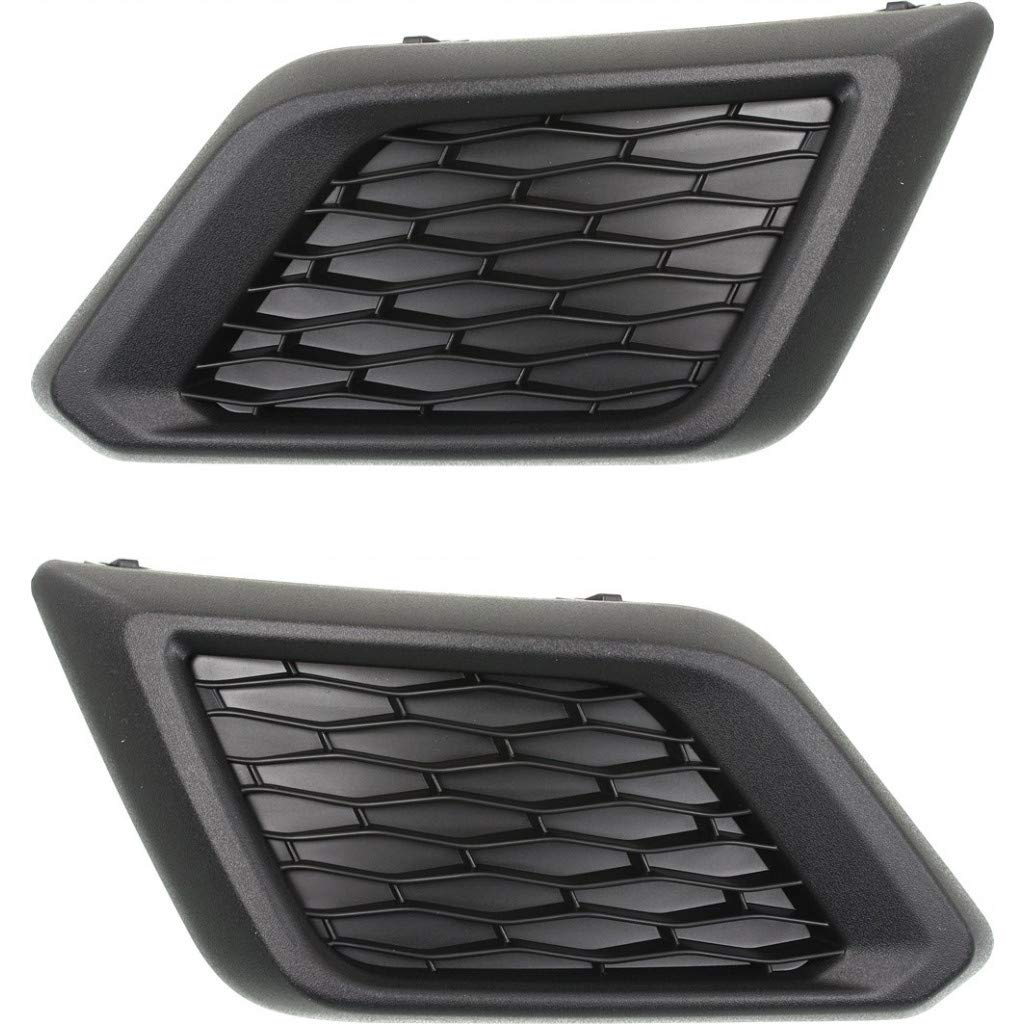 For Nissan Rogue Fog Light Cover 2014 2015 2016 Driver and Passenger Side Pair/Set | Grille Bezel | Textured Black | NI1038131 + NI1039131 | 622574BA0A + 622564BA0A