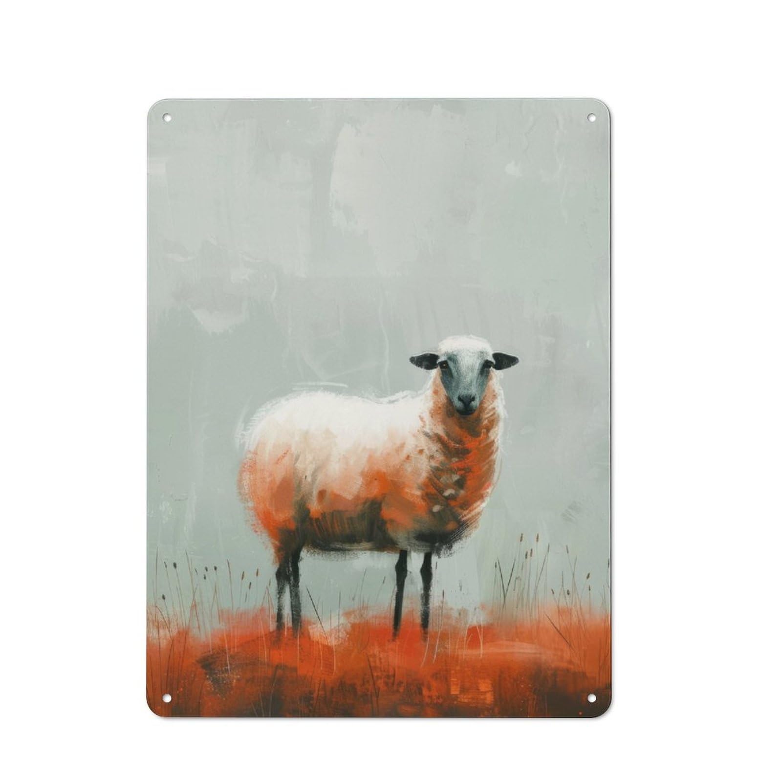 Junmoney Sheep In A Field Metal Wall Sign 40X30cm Featuring For Garage Or Workshop, For Garage, Workshop And Man Cave Decoration