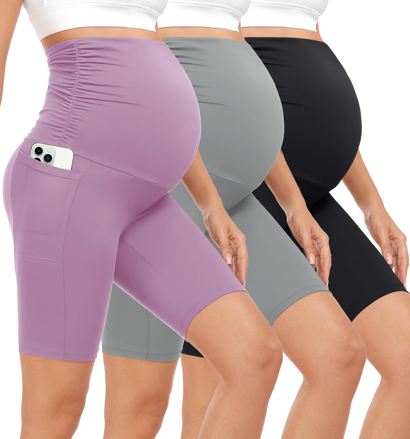 3 Pack Maternity Biker Shorts