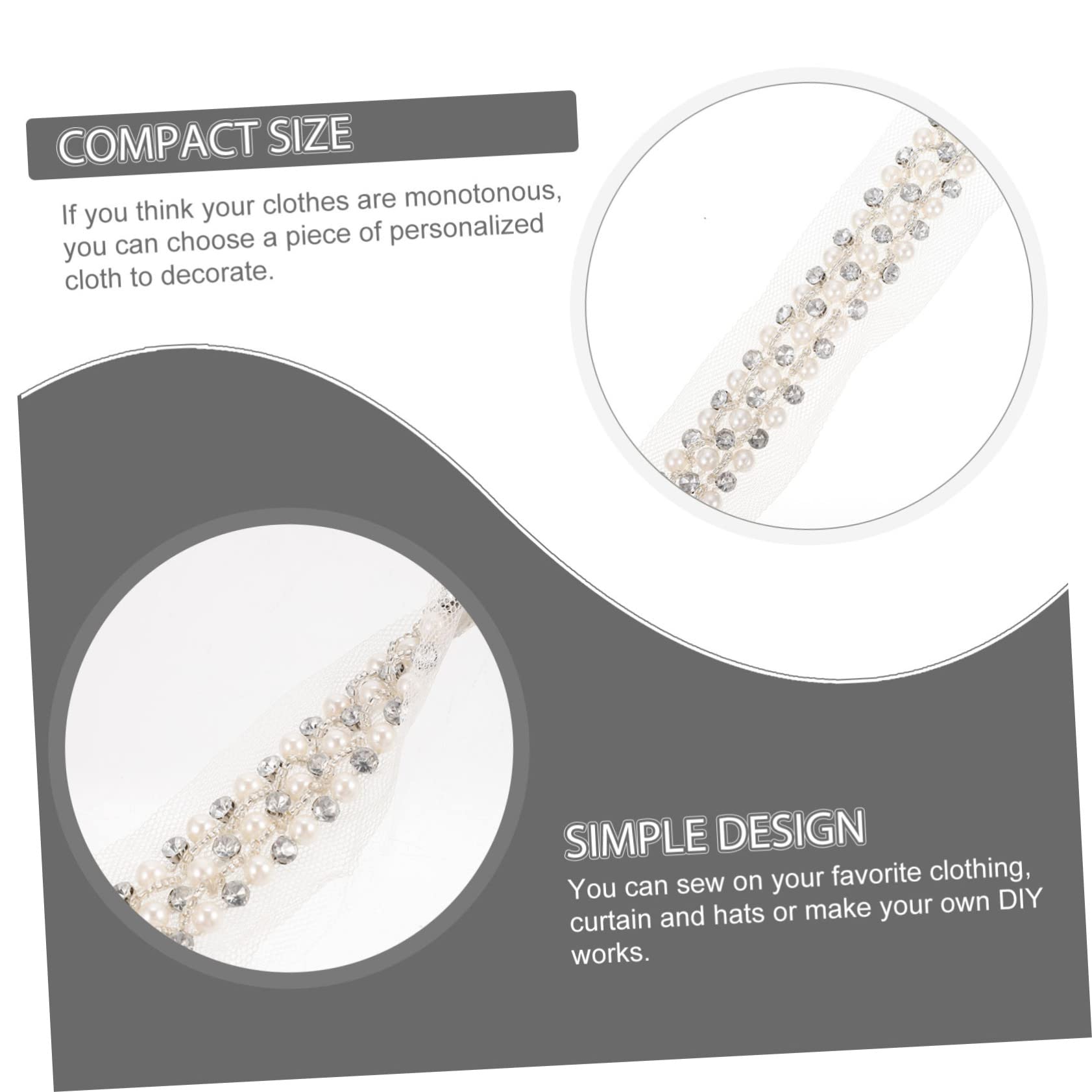 STOBOK 4stücke Decorative Perlen-rhinestone-band Für Kleidung Reihig Elegantes Spitzen-dekorationszubehör Für Hochzeiten Bastelarbeiten Und Wohntextilien