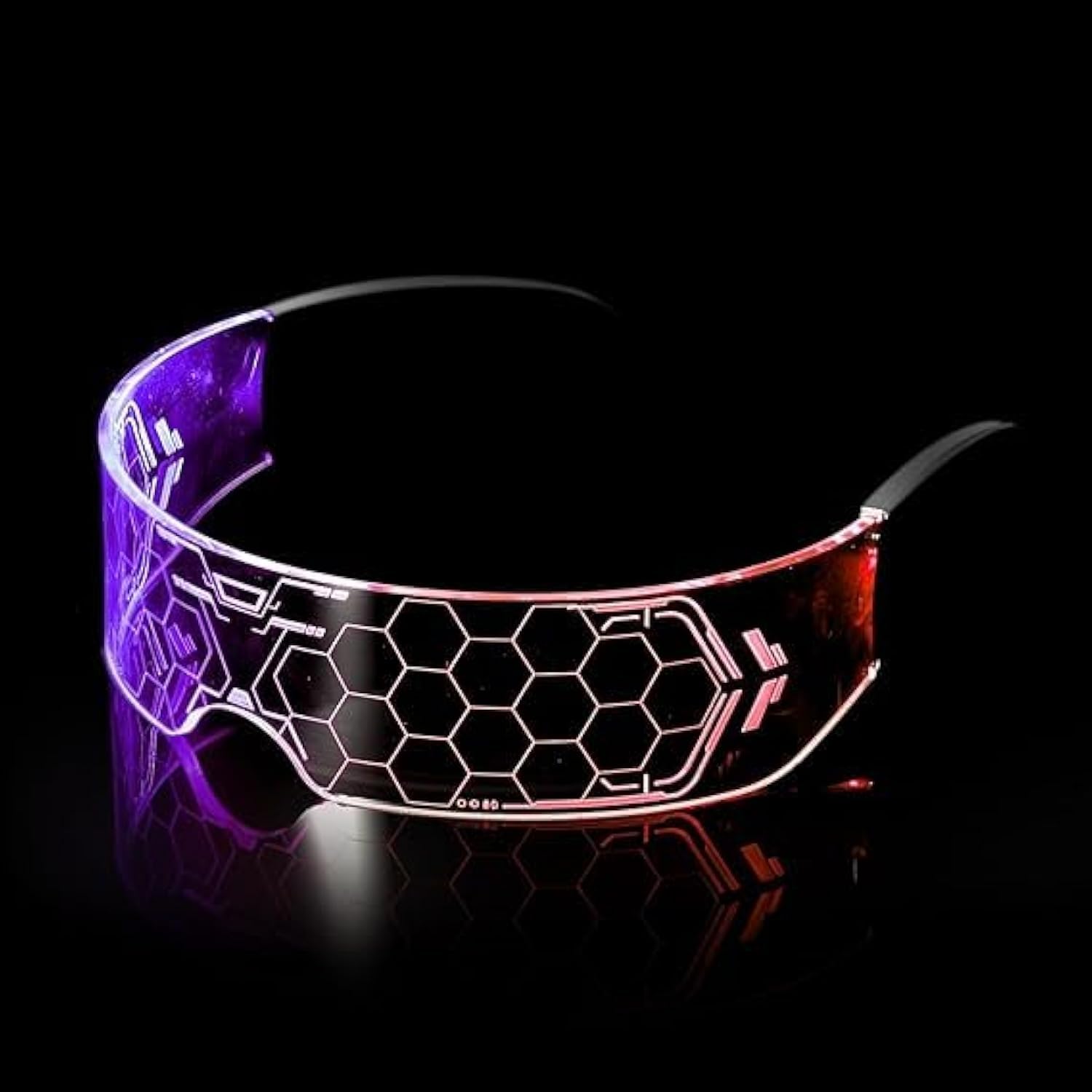 Yomaido Cyberpunk LED Visor Glasses - 7 Color LED Light Up Glasses for Futuristic Party, Festival, Bar, Club