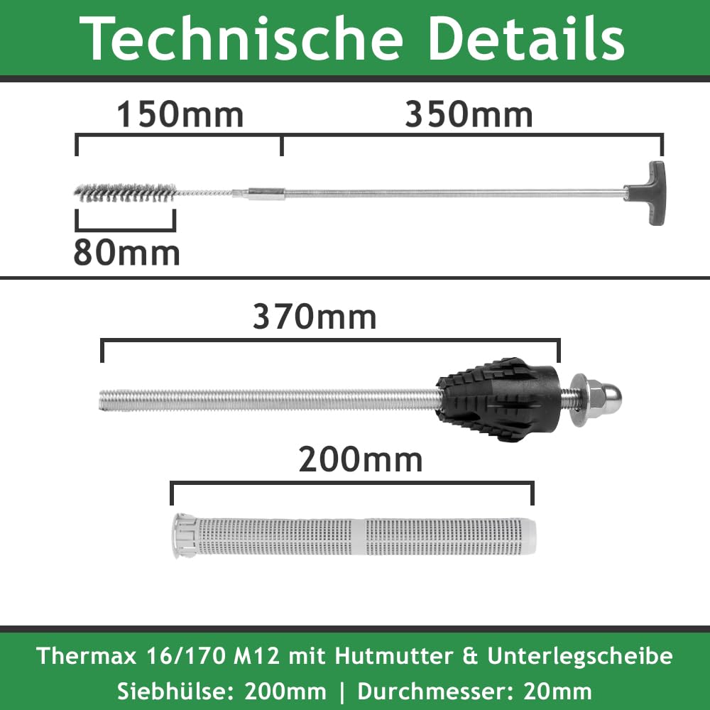 Schwerlast-Befestigung Thermax M16, 12–17cm WDVS (4X Befestigungspunkte)