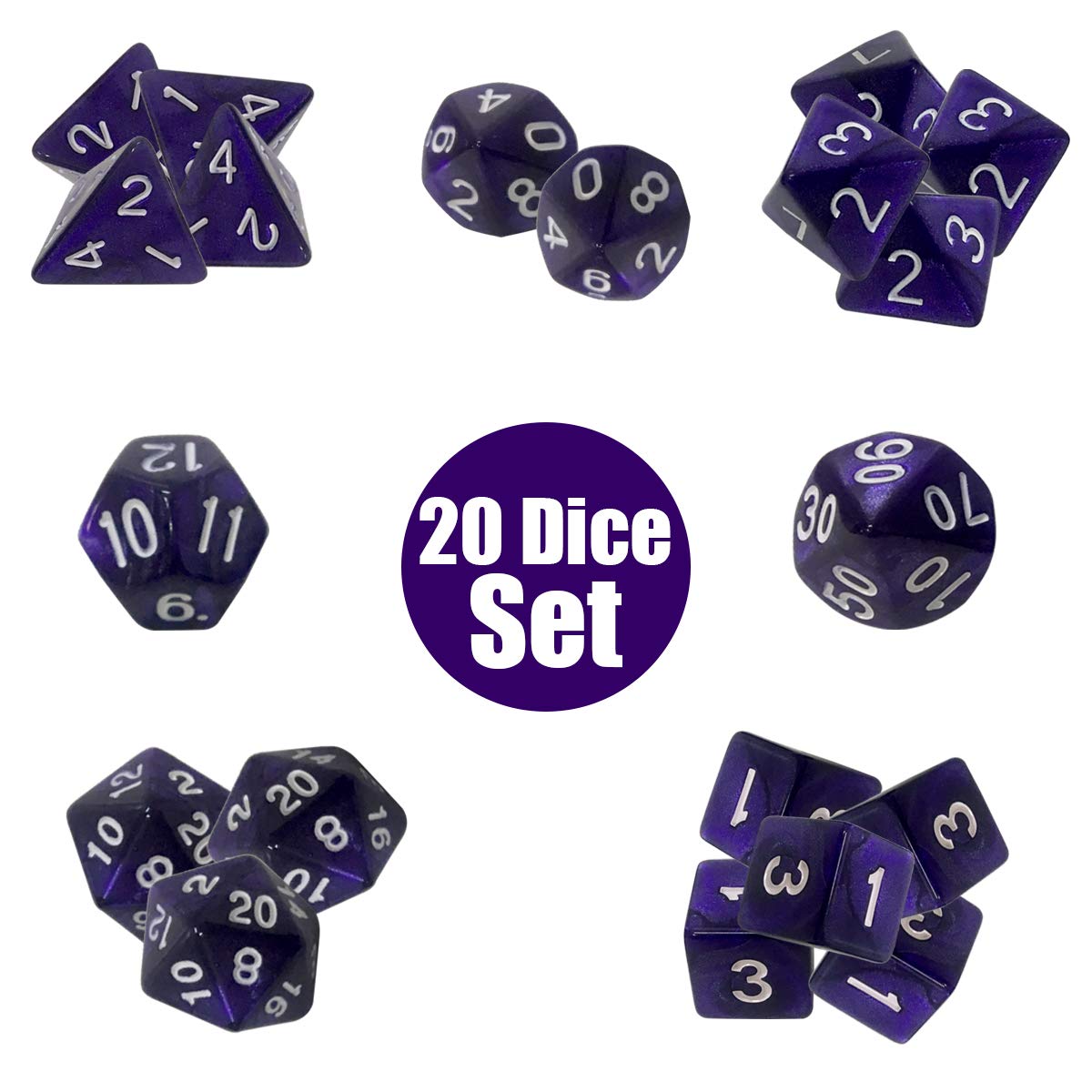 HS Dice Pearl Polyhedral Dice Sets For D&D, RPG - 5 Sets (35 Pieces) With D20, D12, D10, D%, D8, D6, D4 - View #8
