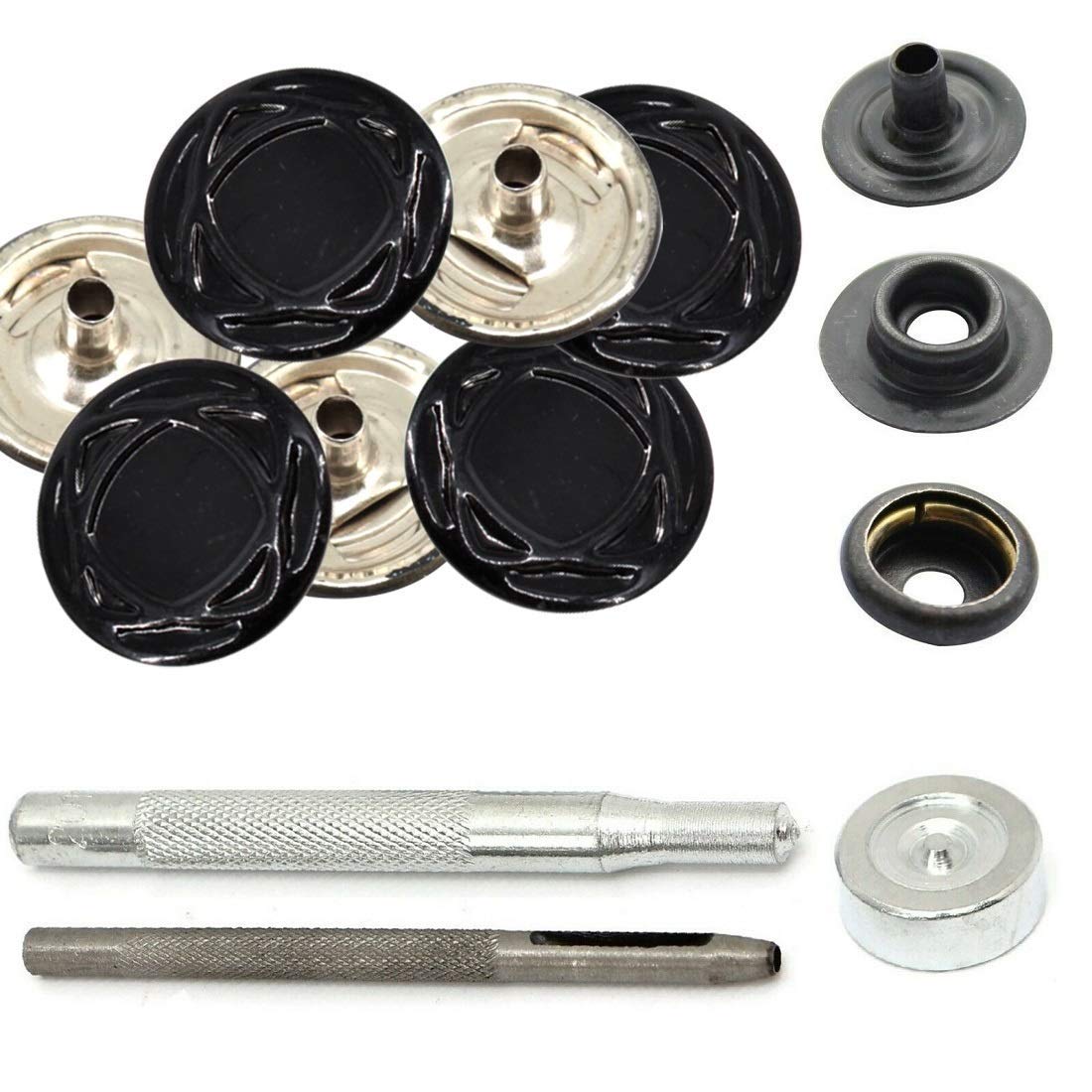 Weddecor Beige 15mm Presse Clous Métal Robuste Sans Nickel 4 Parties