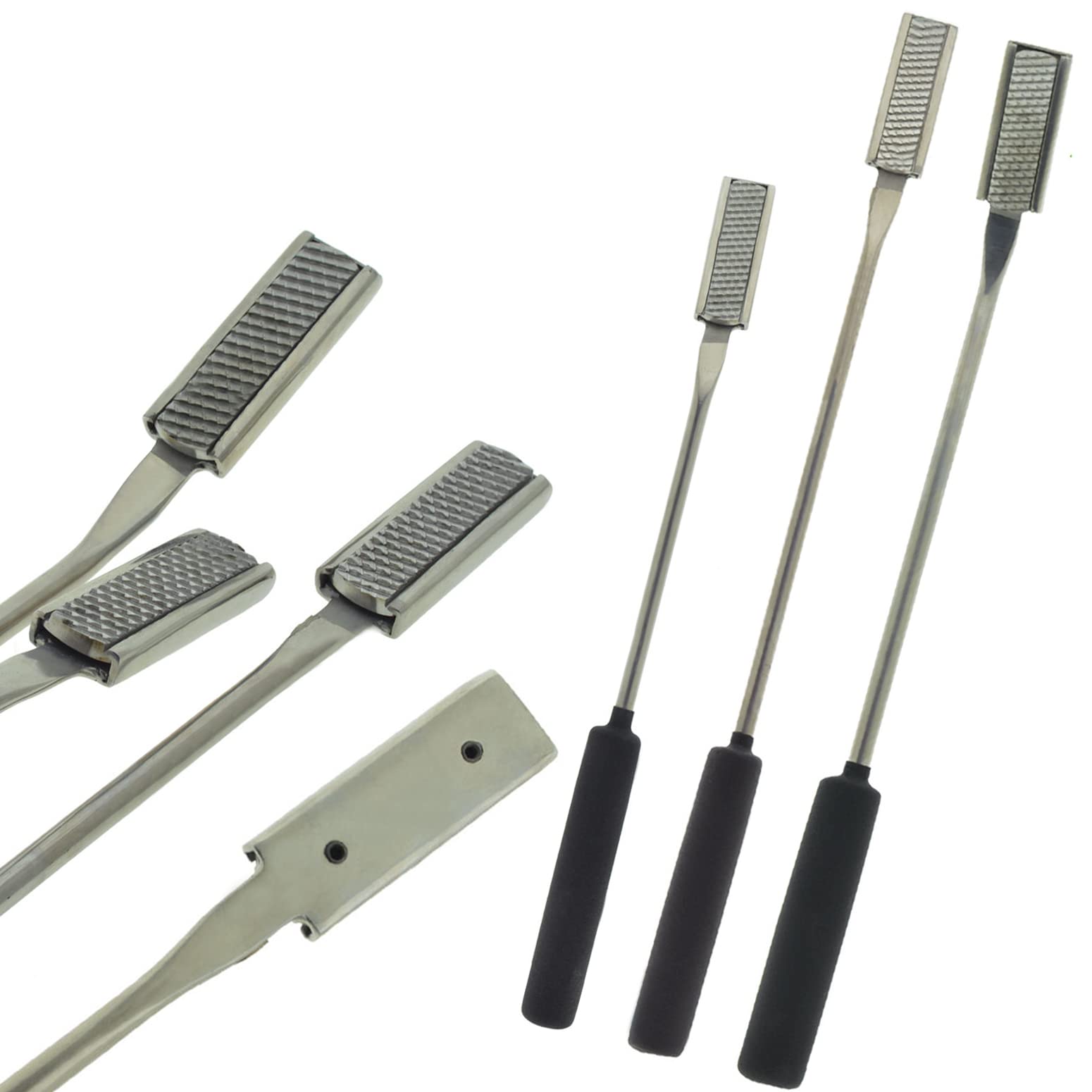 AAProTools Set of 3 Equine Dental Float Rasps Straight Down Up Angled Head Black Silicone Handle Farrier Tools