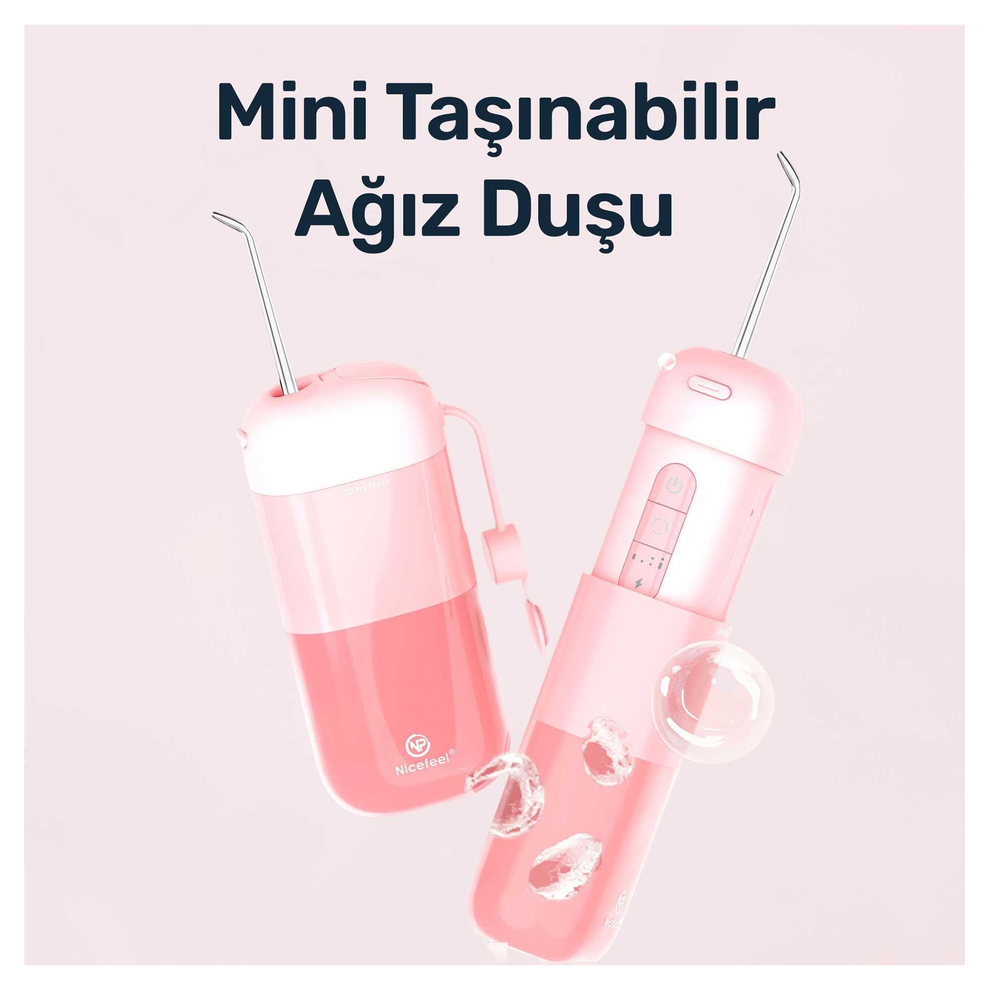 NPO Nicefeel FC5170 Mini Taşınabilir,Şarjlı, Diş Teli/Protez Bakım ve Profesyonel Ağız Duşu (Pembe)