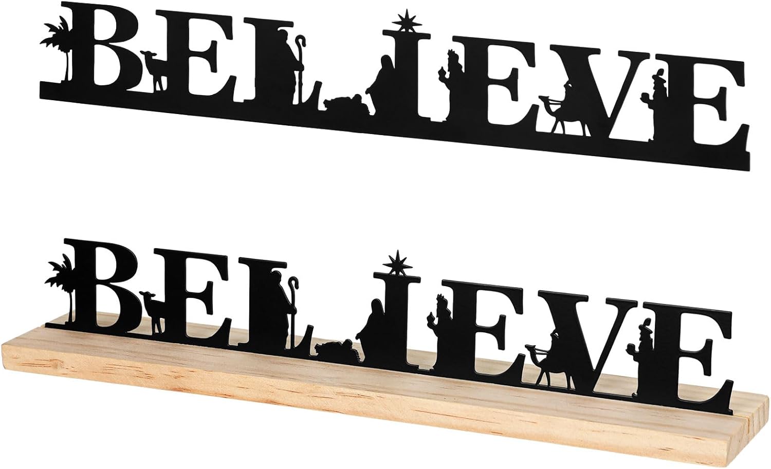 Nativity Scene Nativity Sets for Christmas Indoor Black Metal Nativity Set with Wood