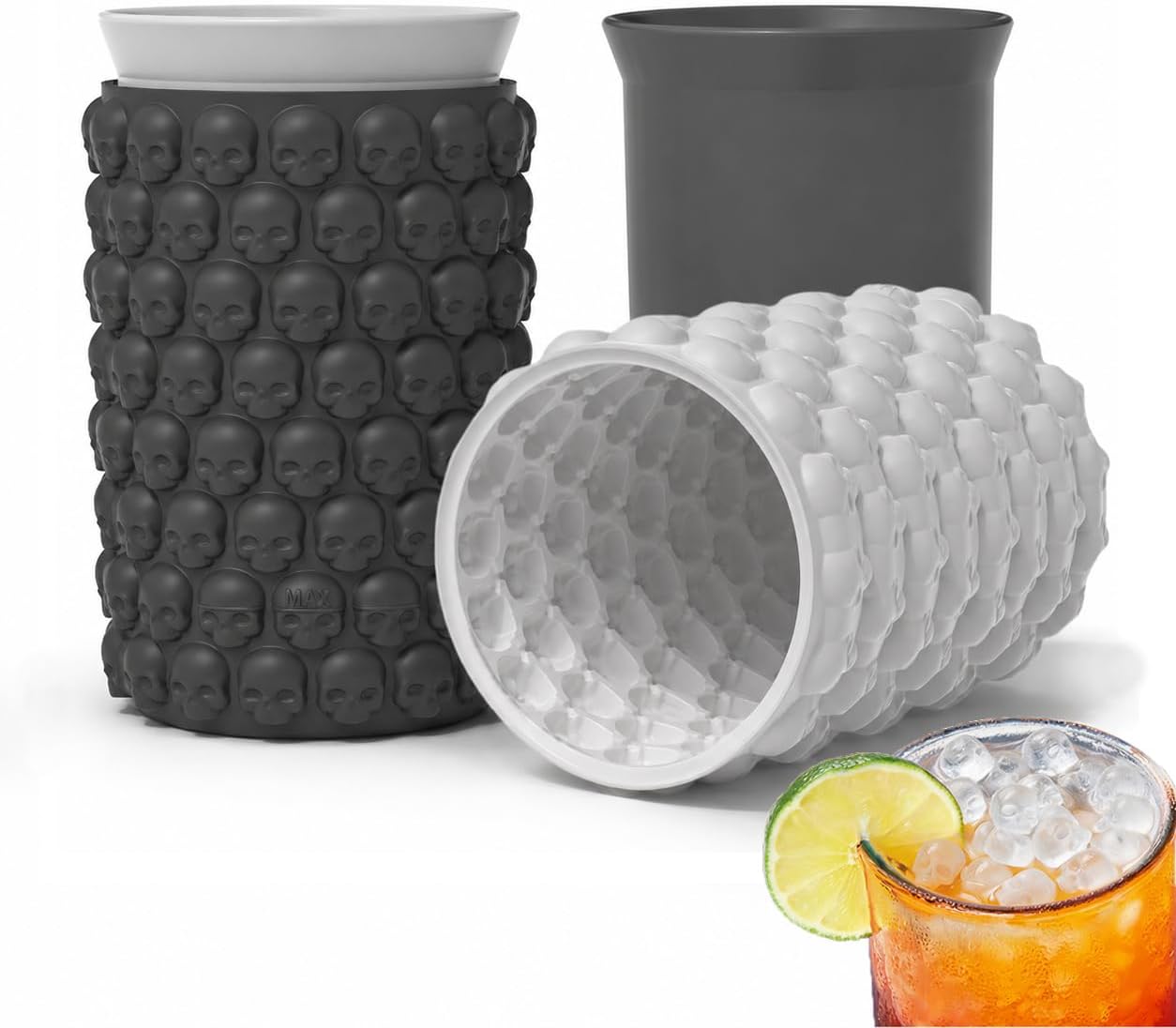 Skull Ice Cube Tray Mini Ice Cylinder Mold, Silicone Small Ice Maker Cup