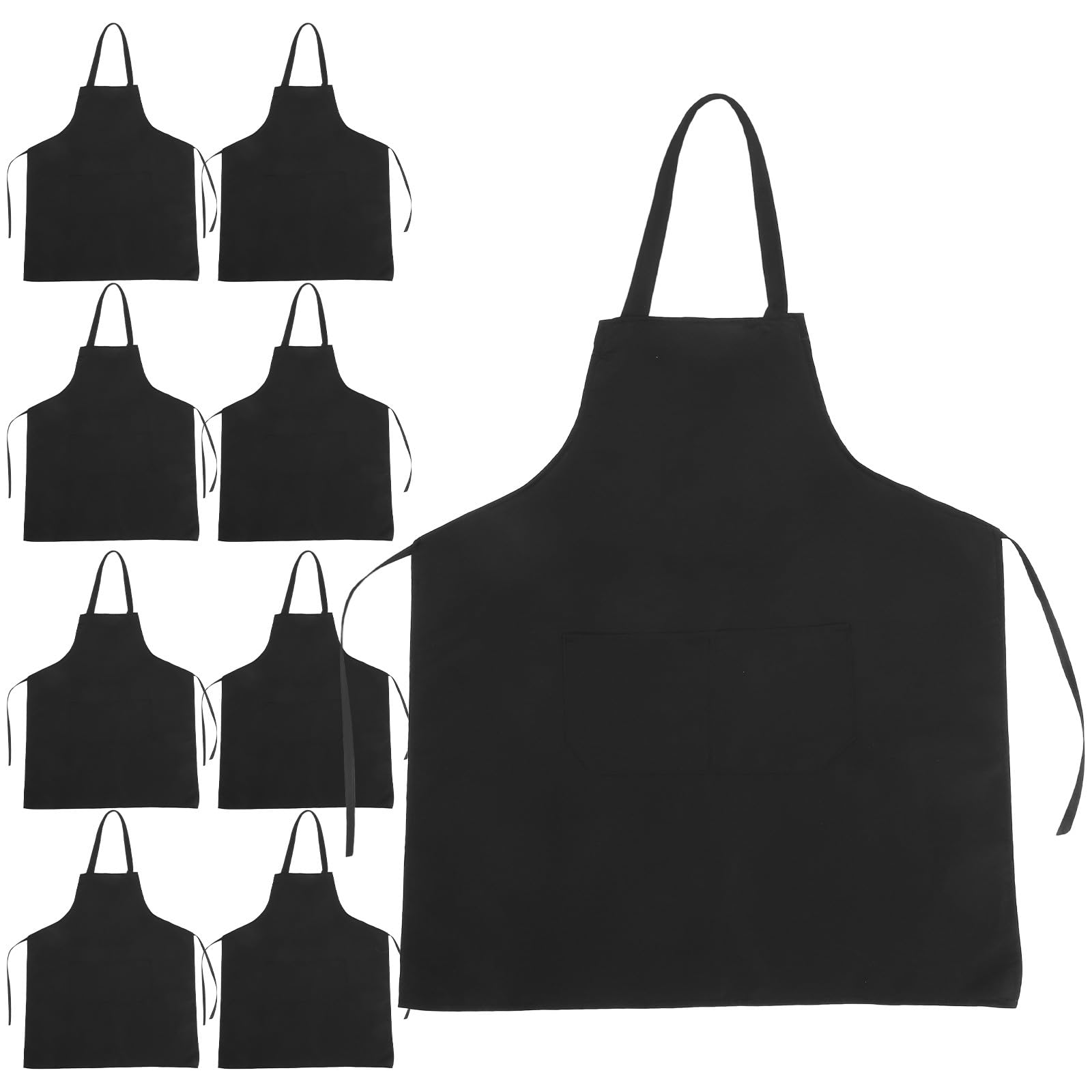 SUPVOX Lot de 10 Tabliers Cuisine Noirs en Polyester Poches, Tabliers Anti-éclaboussures D'huile pour Restaurant, Café, Chef, Protection Professionnelle et Usage Multi-scènes