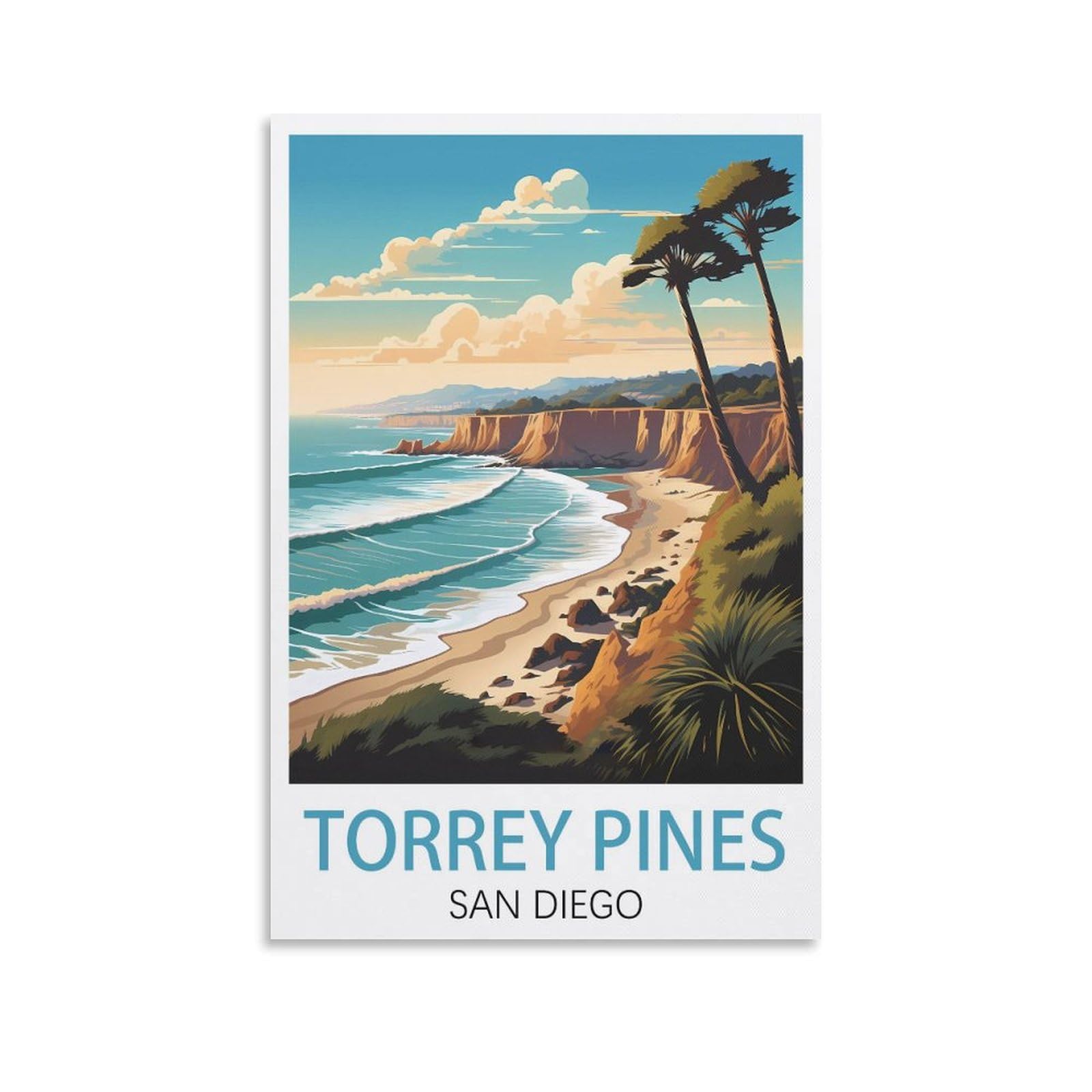 EZMLFA 5D Diamond Art Kits Adults,Torrey Pines San Diego,Round Dots Diamond DIY Kits Pictures for Wall Decor Home Office Decoration 40x40cm