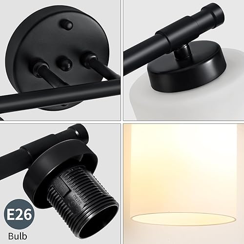 Miniatura 4 de Lámparas de tocador de baño sobre espejo, 3 luces de níquel cepillado, lámparas de tocador plateadas con pantallas de vidrio esmerilado blanco