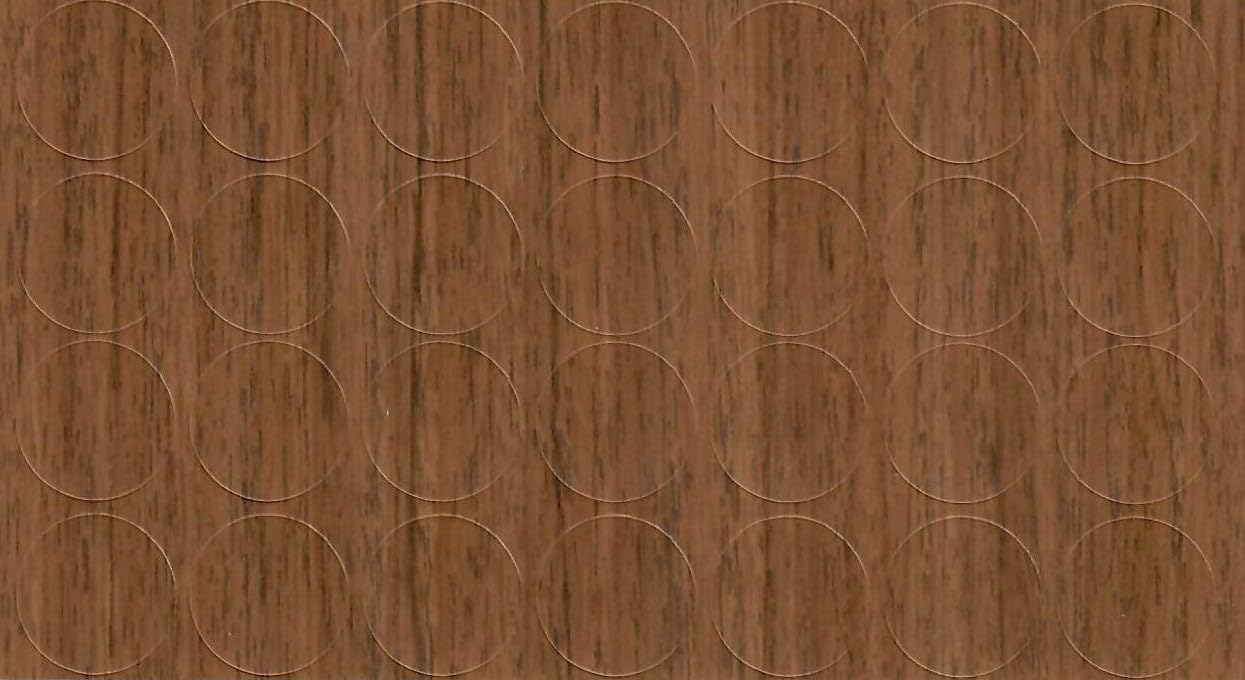 Nicea Walnut 20mm Self-Adhesive Furniture Screw Hole Cover Caps 28 Pcs, Acrylic, Durable, Thin, Perfect for Shelves, Camlock, Confirmates, Egger Compatible