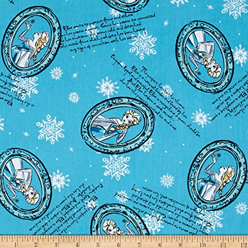 E. E. Schenck Disney Frozen Elsa Framed Teal Quilt Fabric By The Yard, Teal
