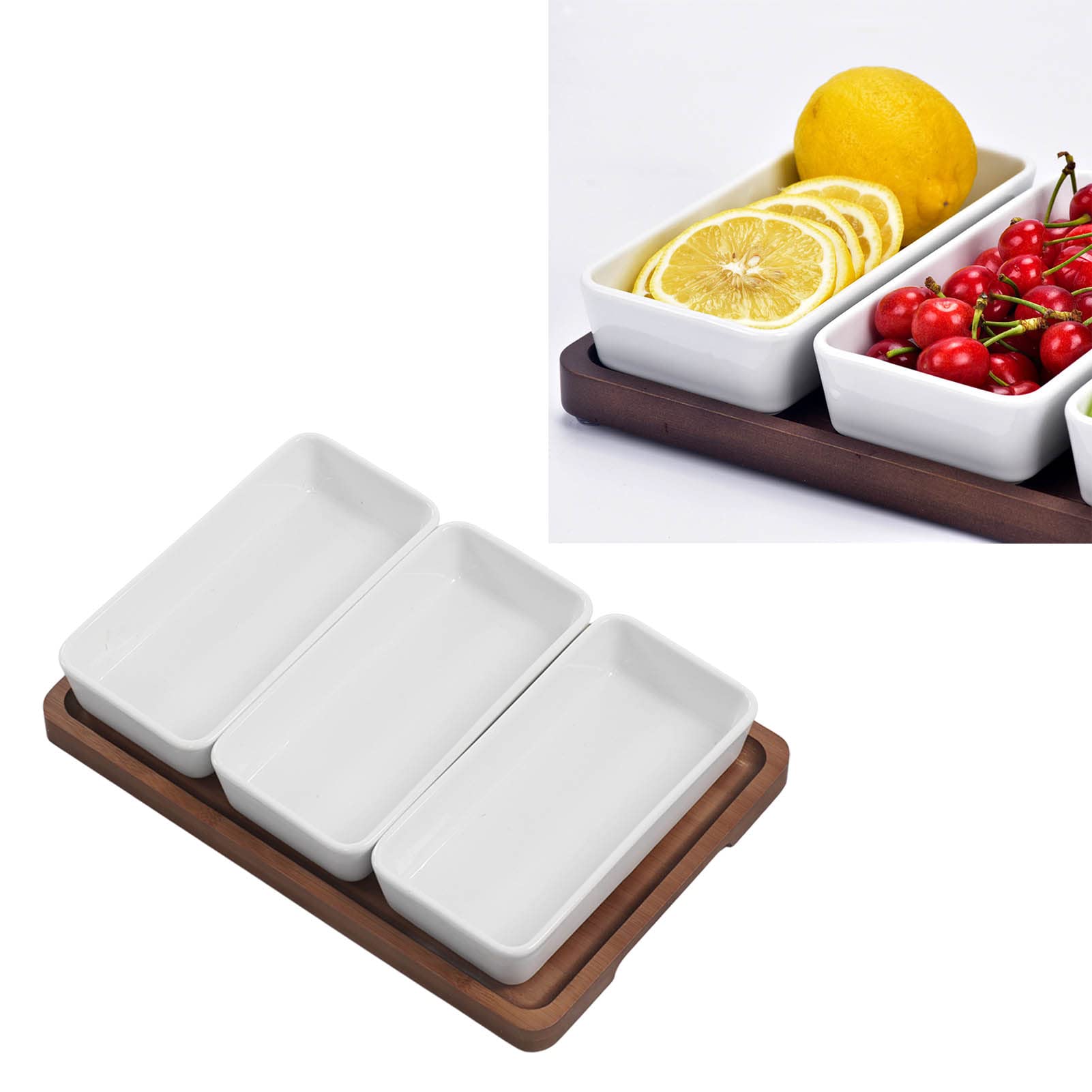 Plateaux Rectangulaires, Plateau de Service de Collations ? Compartiments Multifonctions, Plateau de Service de Collations en Bambou pour Fruits, Collations