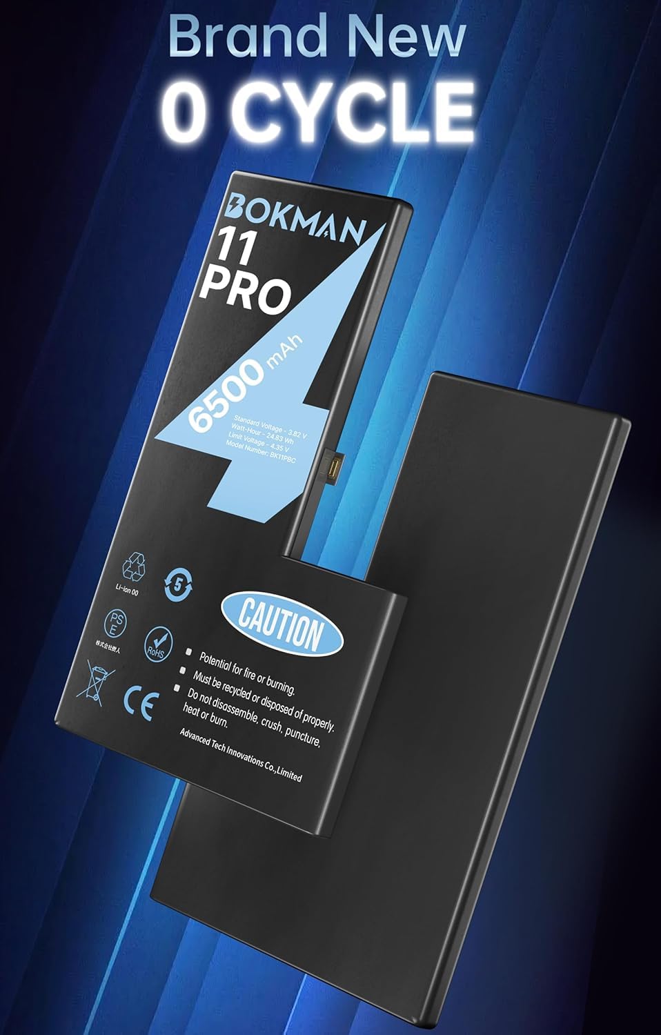 Bokman Batería para iPhone 11 Pro, Batería de Alta Capacidad 6500mAh con Herramientas de Reparación