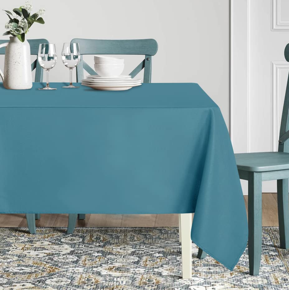 Image of sancua Rectangle Tablecloth - 54 x 108 Inch - Stain and Wrinkle Resistant Washable Polyester Table Cloth, Decorative Fabric Table Cover for Dining Tables, Buffet Parties and Camping, Teal