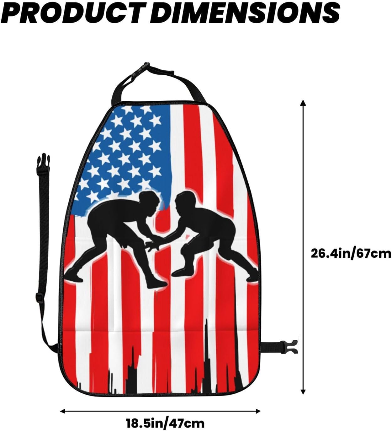 Wrestling U.S. Flag 2-Piece Set of Car Seat Kick Protectors for Front Seat Backrests