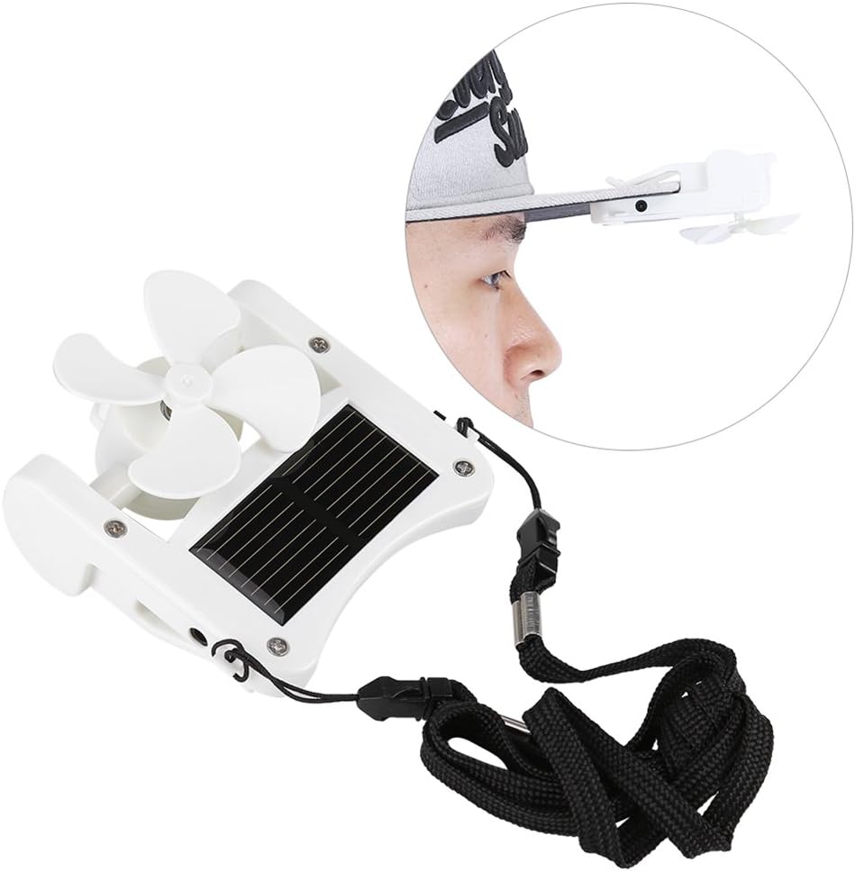 OUNONA Clip-On Personal Fans USB Mini Solar Powered Cap Fan（White）