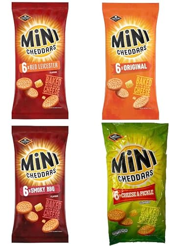 Mini Cheddars Selection Jacobs Crisp Snacks Original & Smokey BBQ & Red Leicester & Cheese & pickle 6pack x Multi Pack