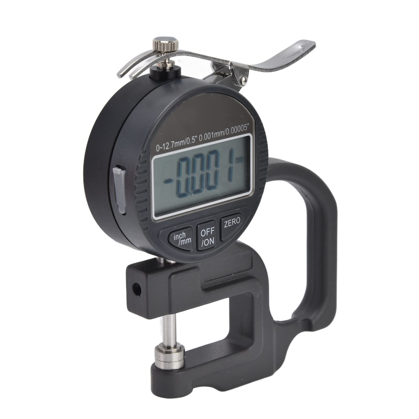 Medidor de espesor electrónico LCD portátil Micrómetro digital Herramienta de medición de espesor 0 12,7 mm Alta precisión Resolución de 0,001 mm Conversión en pulgadas métricas