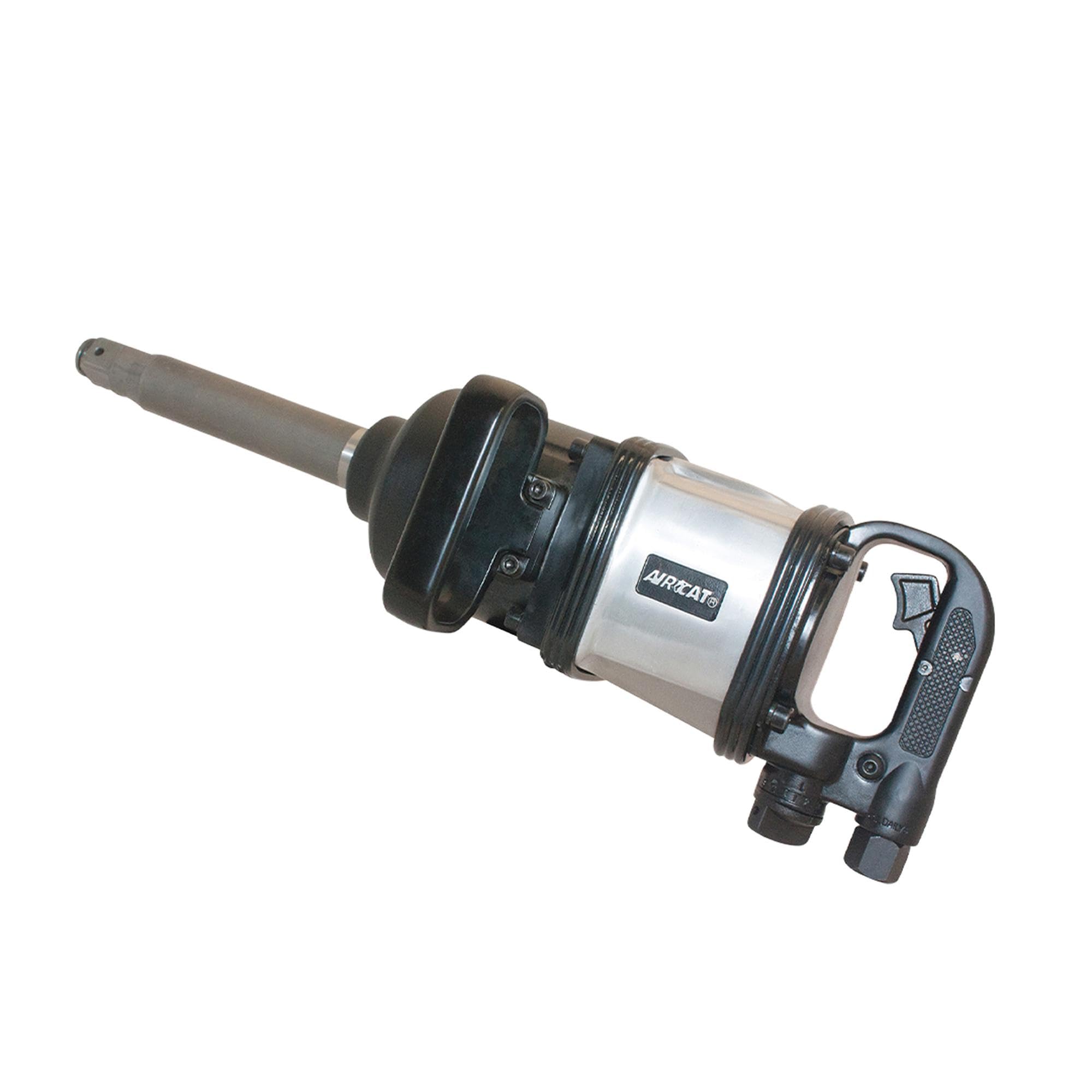 Aircat Silver 1994 1-Inch Super Duty Straight Impact Wrench With 8-Inch Extended Anvil - 2,300 Ft-Lb Max Torque Impact Wrench - Reliable Pinless Hammer - Bolt-On Side Handle - Ergonomic - Durable