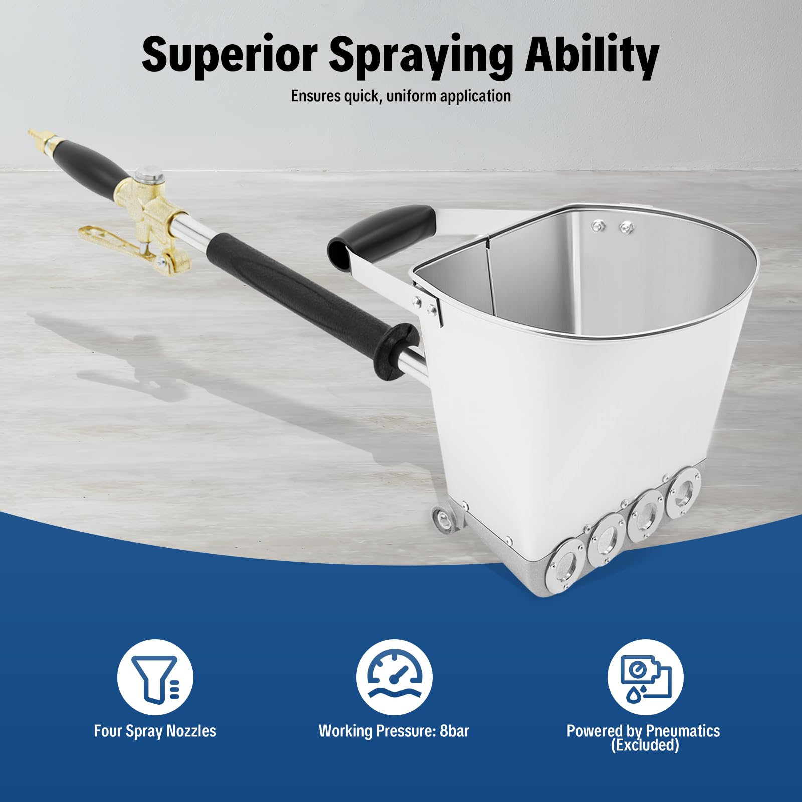 Zementspritzpistole für Wandputz 3.5L großer Trichter 4 Düsen 8 Bar Druck für Beton Mörtel Putz Spritzpistole für Kompressor Luftdruck-Zementpistole