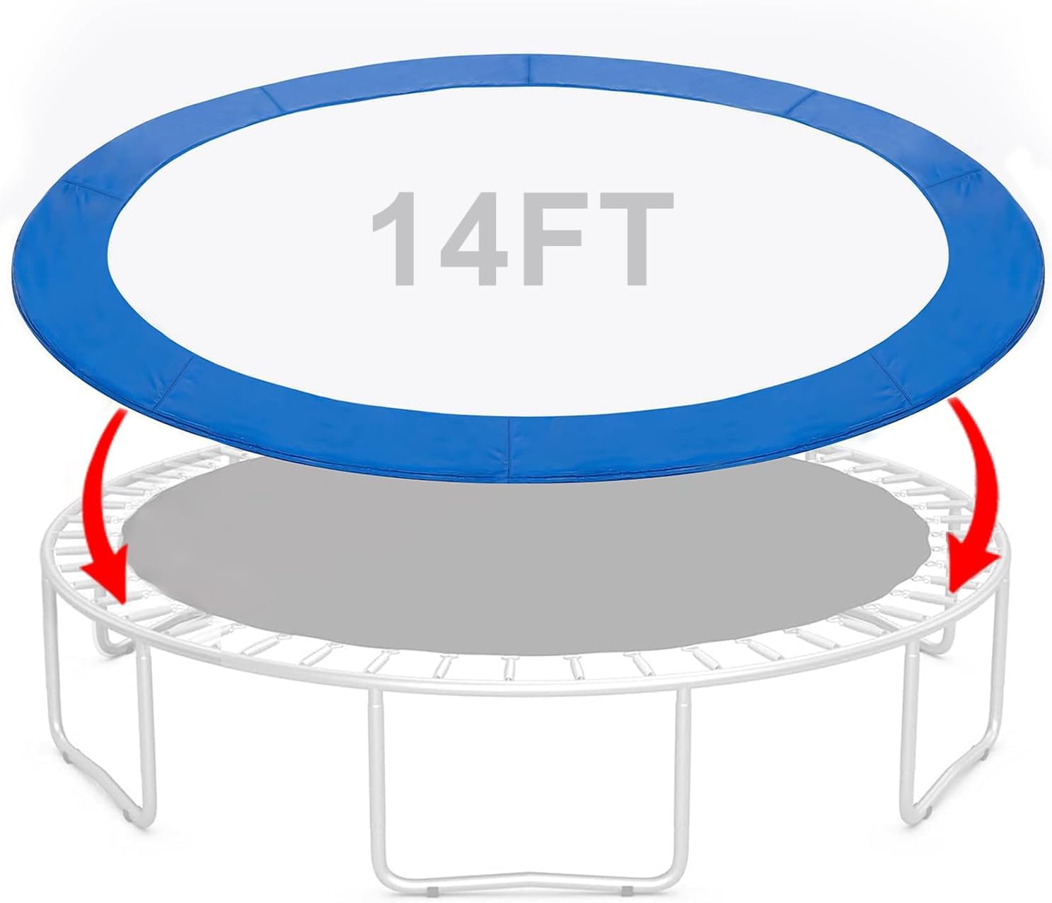 14FT Universal Trampoline Pads, Round Replacement Trampoline, Weatherproof Spring Cover, Safety Pad Trampoline, PVC & PE Foam Protection