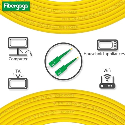 Vista 3 de 9.8 ft OS2 SC/APC a SC/APC Cable de conexión de fibra SC/APC, modo único, Simplex, Opción de longitud: 0.5M(1.6ft)-328.1 ft m 9/125µm 0.079 in