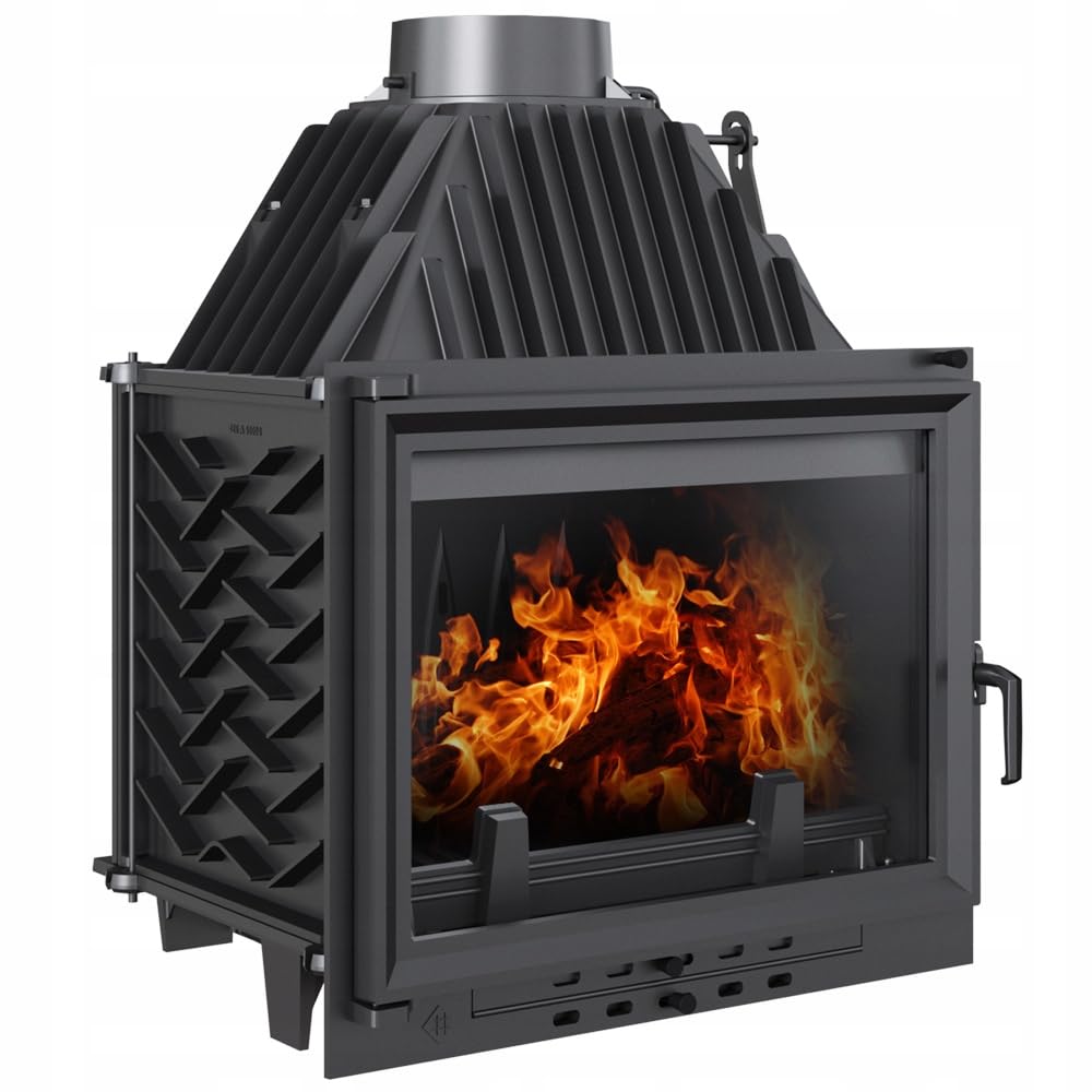KRATKI ZUZIA Inserto per camino 12 kW Ø150 mm tubo di fumo – in ghisa, vetro pulito & Ecodesign – BImSchV 2 – vetro resistente al calore