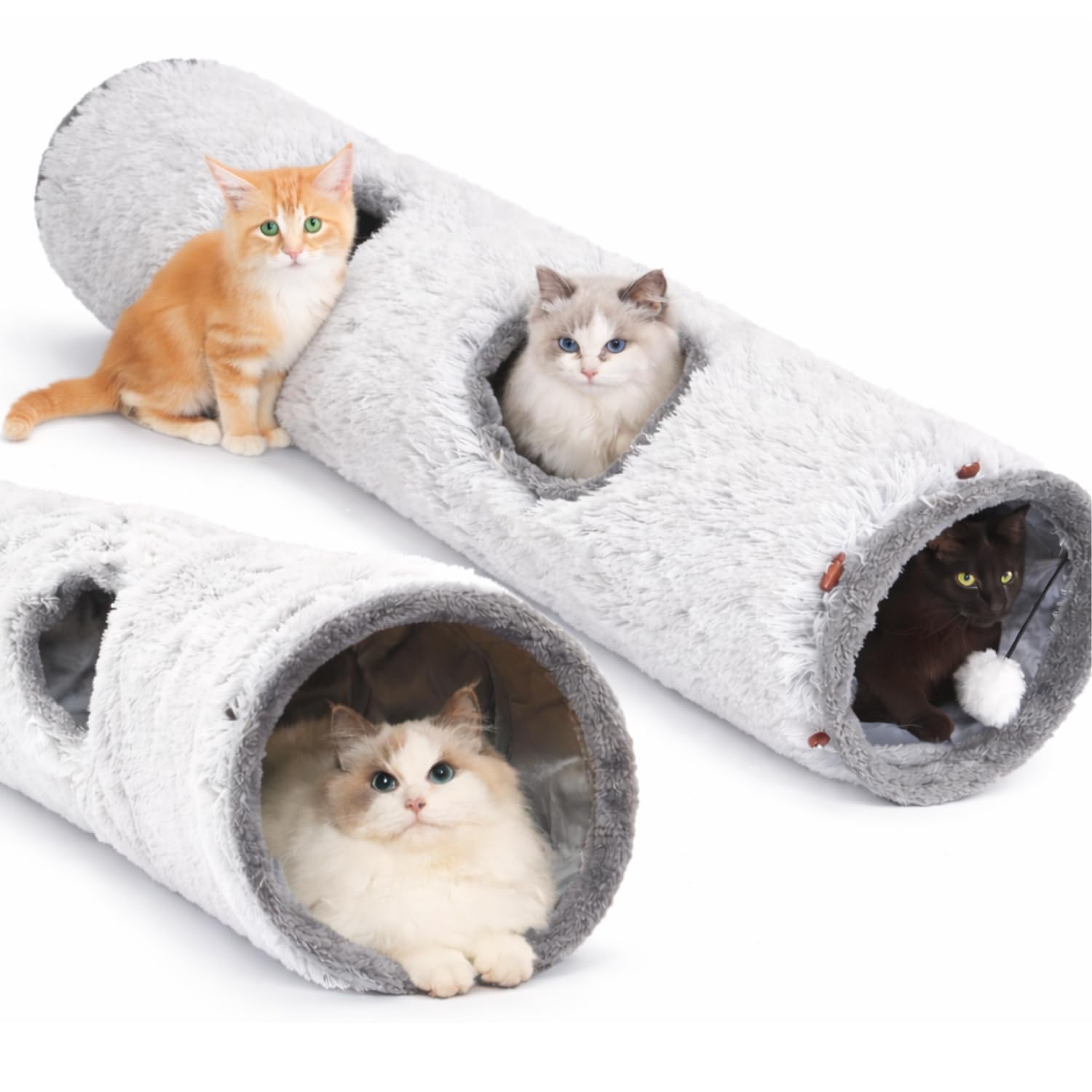 One PETS-TOP Tunnel Gatto Long, Tunnel per Gatto XXL, Giocattolo Interattivo per Interni in Morbido Peluche