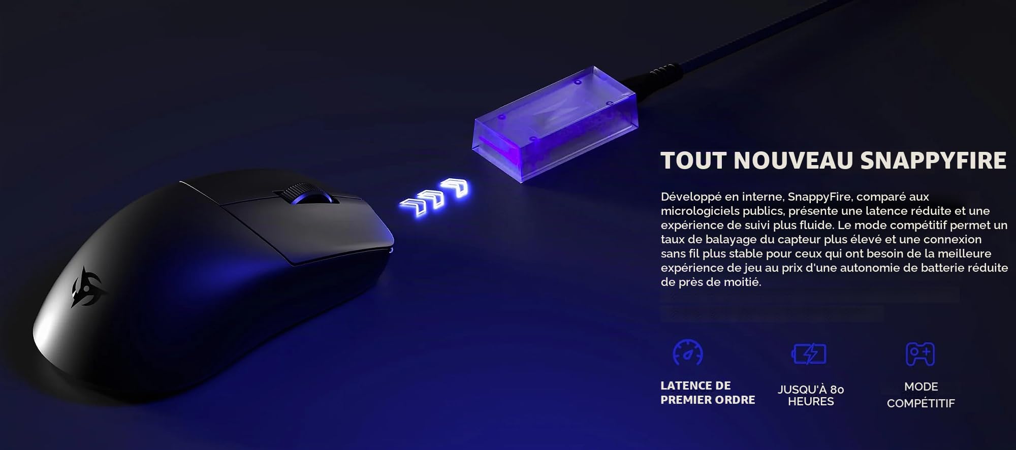 Ninjutso Sora V2 8K Souris Gaming sans Fil Légère (39g) – Capteur AIMNINJA, 26 000 DPI, Récepteur SnappyFire 8K Inclus, Polycarbonate, Blanc