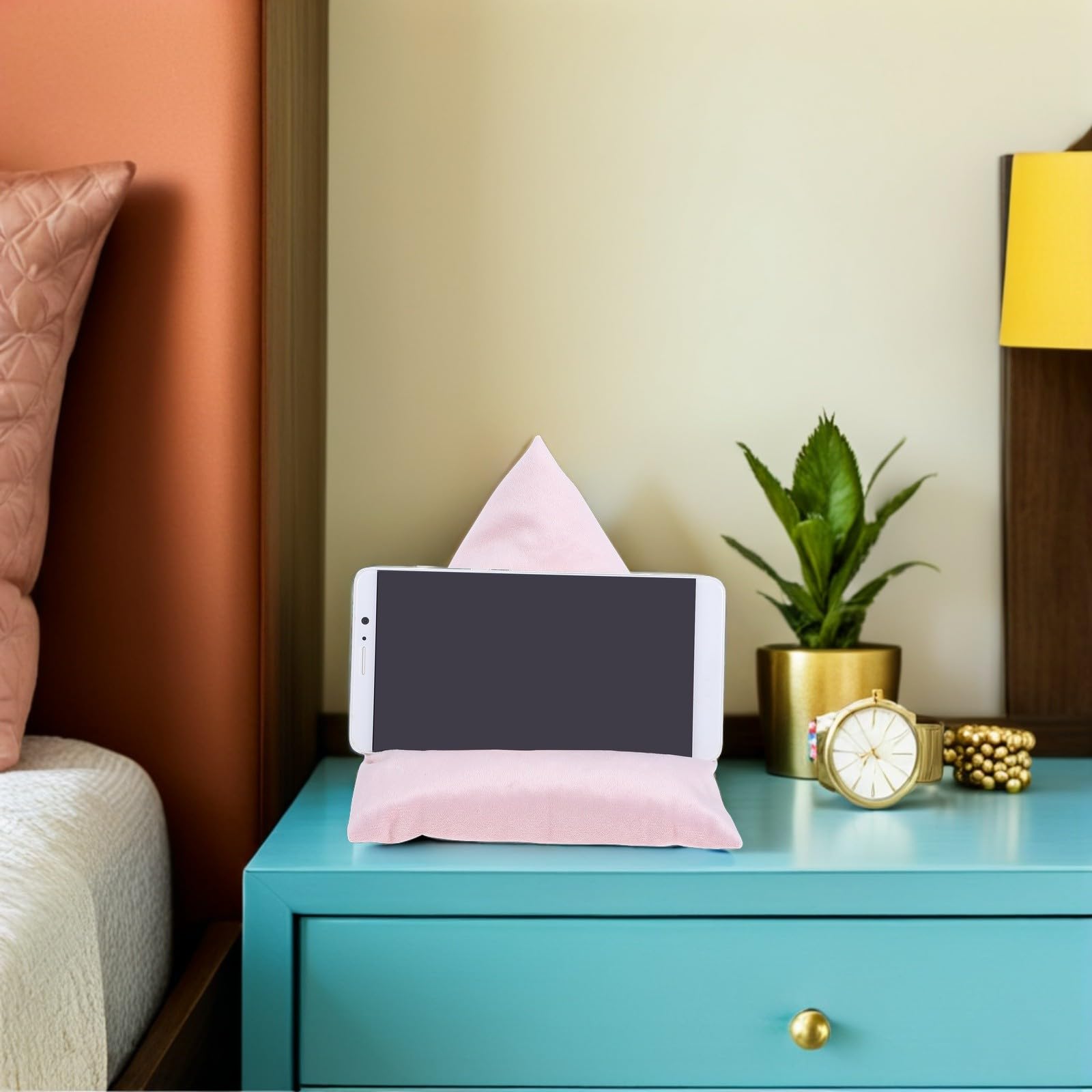 Coussin de Tablette Rose en Peluche, Support Multi-angle pour Lecture