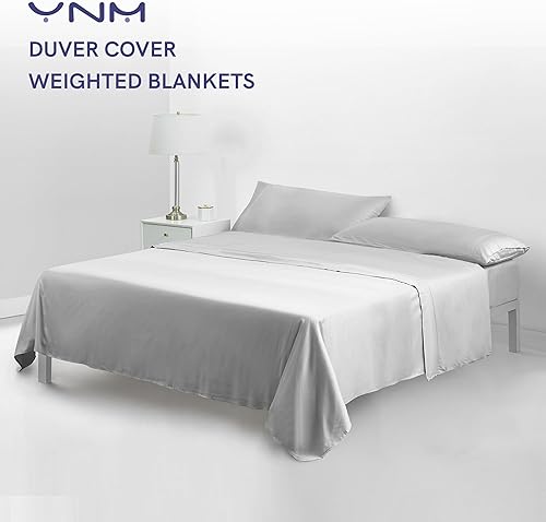 Miniatura 2 de YnM - Funda de edredón para mantas con peso de bambú (48 x 72 pulgadas), estampado gris claro