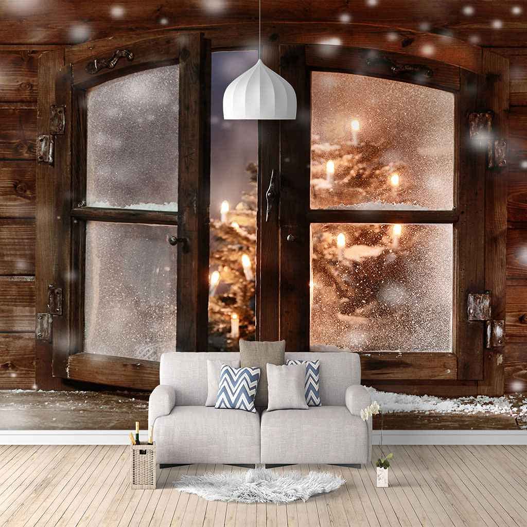 Papier peint toile bougie de Noël pour illuminer votre salon