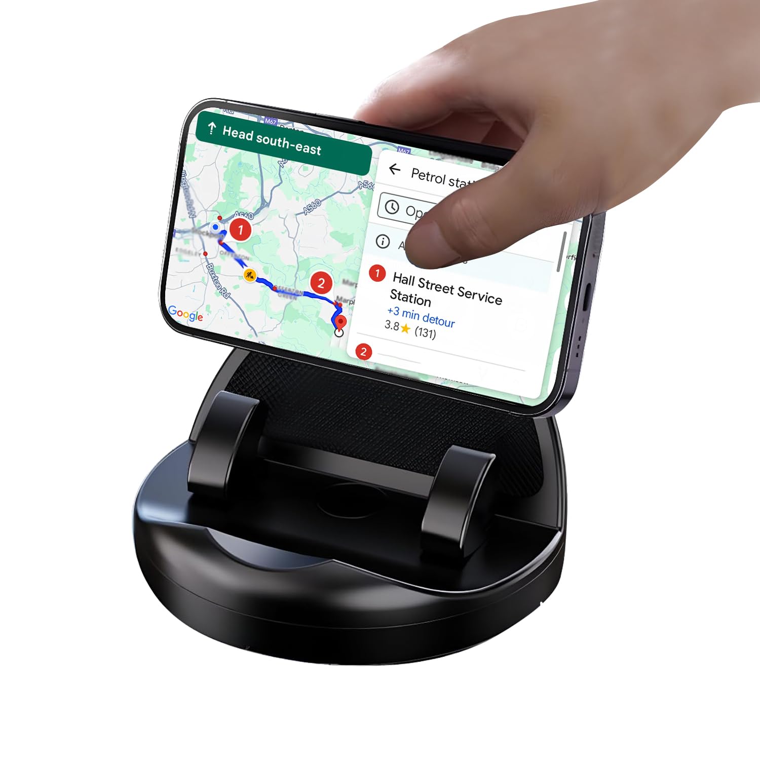 HUMBLE Universal 360° Rotatable Dashboard Phone Holder with Parking Sign Numbers Sticker – Anti-Slip Silicone Mount for Car, Office & Home – Adjustable Stand for Portrait & Landscape Viewing (Black)-image-48