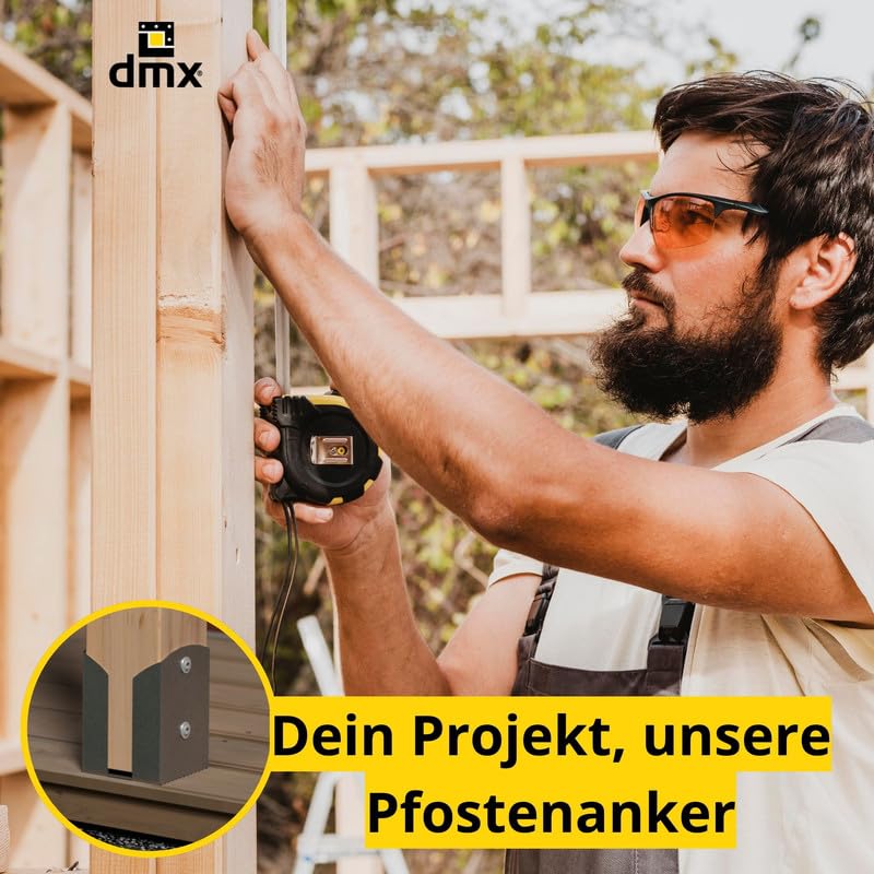 U Pfostenträger aufschrauben 4er Set - Aufschraubhülse - Anker - Pfostenanker 90x90 - Pfostenhalter - Pfostenschuhe - Stützenfuß - Zaunpfosten - Stützenschuh - Holzbalken - Betonanker