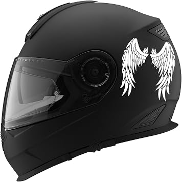 Angel Wings Design Auto Car Racing Motorcycle Helmet Decal - 5" - White